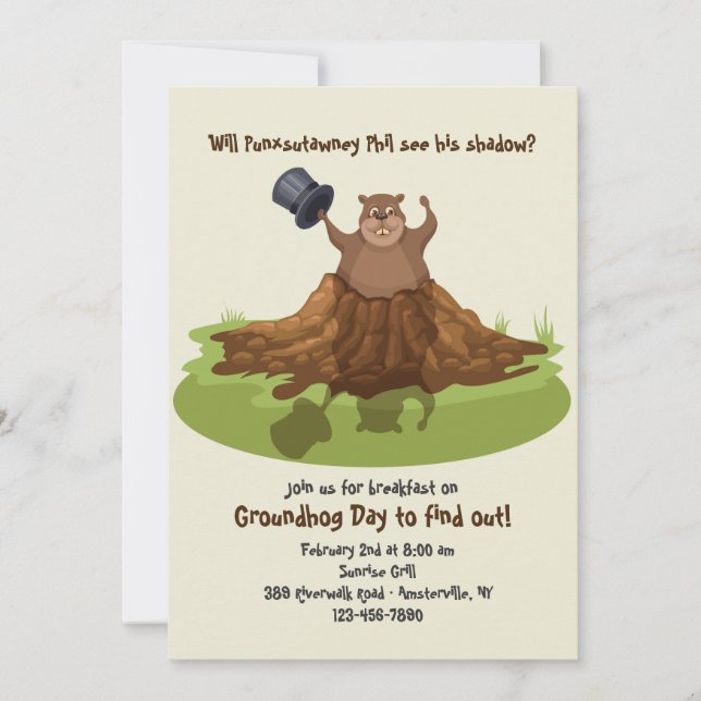 Punxsutawney Phil Groundhog Day Invitation (Front)