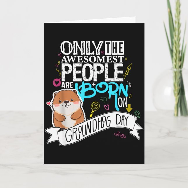 Punxsy Phils Cute Groundhog Day February 2nd Birth Card (Front)