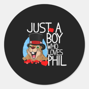 Punxsy Phils Cute Groundhog Day Holiday Design For Classic Round Sticker