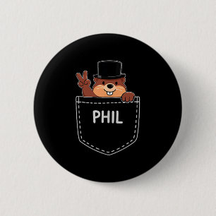 Punxy Phils Cute Groundhog Day Pocket Design Febru 6 Cm Round Badge