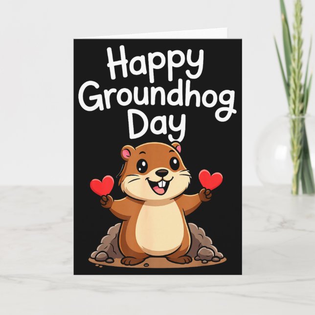 Punxy Phils Groundhog Day Cute Heart Design Februa Card (Front)