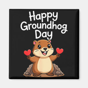 Punxy Phils Groundhog Day Cute Heart Design Februa Magnet