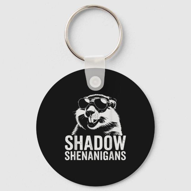 Punxy Phils Groundhog Day February 2nd Shadow Cost Key Ring (Front)