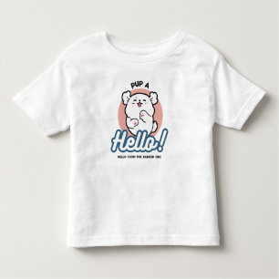 Pup a Hello! – Happy White Dog Cartoon Design Toddler T-Shirt