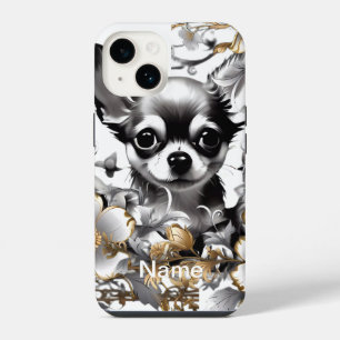 Pup amongst flowers change for your loved portrait iPhone 14 case