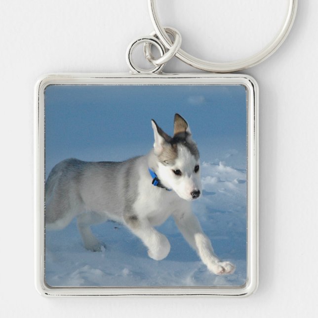 Pup in the snow key ring (Front)