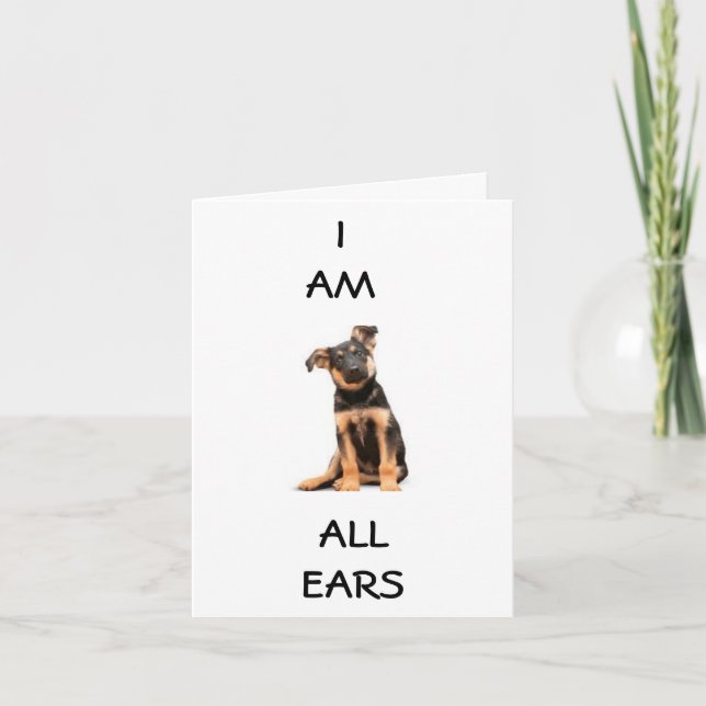 PUP IS "ALL EARS" TO HEAR YOUR BIRTHDAY WAS HAPPY CARD (Front)