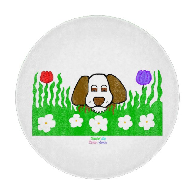 Pup N Play Round Glass Cutting Board 30.4 cm (Front)