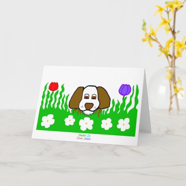 Pup N Play Standard Greeting Card (Yellow Flower)