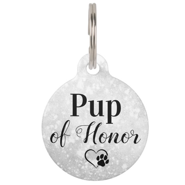 Pup Of Honour Personalised Dog Pet Wedding Tag (Front)
