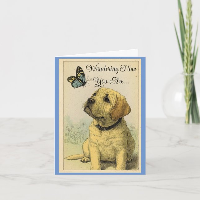 Pup With Butterfly  Greeting Card (Front)