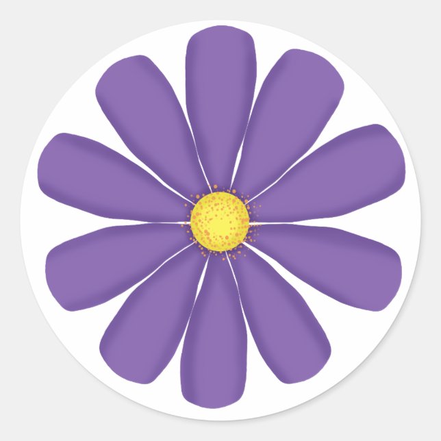 Puple flower with yellow centre classic round sticker (Front)