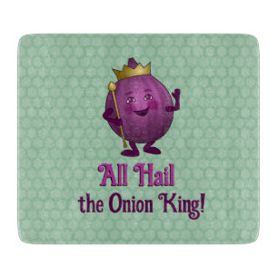 Puple Onion on Green - King with Crown - your text Cutting Board
