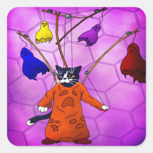 Puppet Master Cat Rectangular Sticker