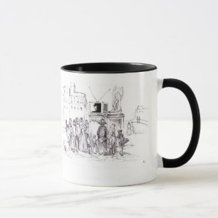 PUPPET SHOW Black White Drawing Mug