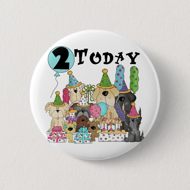 Puppies 2nd Birthday Bash Tshirts and Gifts 6 Cm Round Badge (Front)
