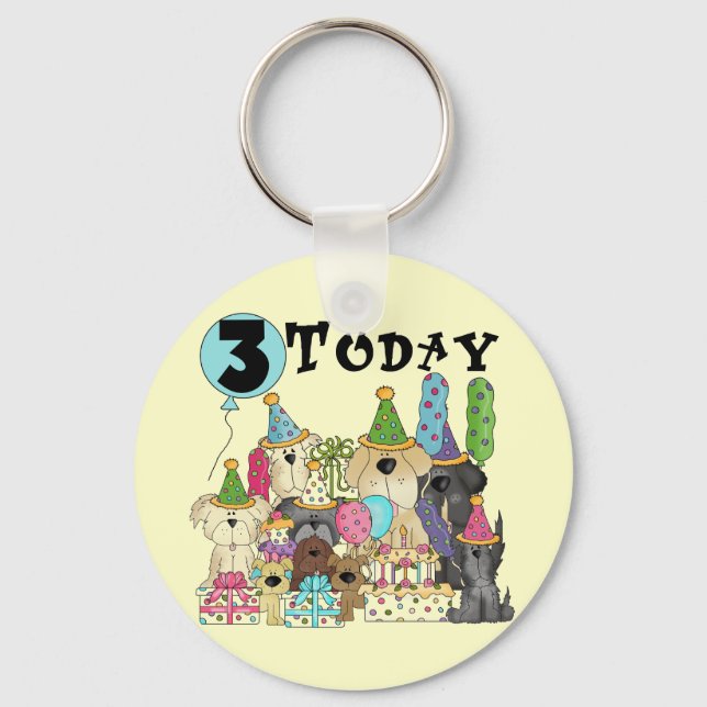 Puppies 3rd Birthday Bash Tshirts and Gifts Key Ring (Front)