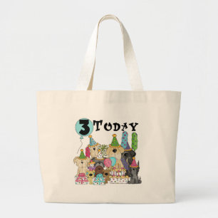 Puppies 3rd Birthday Bash Tshirts and Gifts Large Tote Bag
