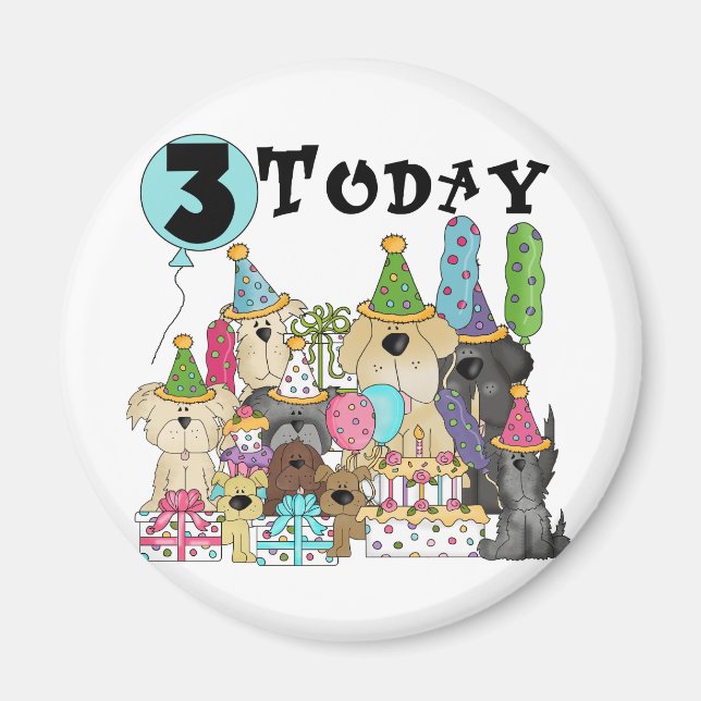 Puppies 3rd Birthday Bash Tshirts and Gifts Magnet (Front)