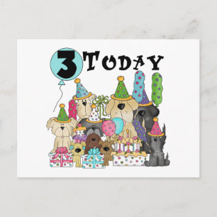 Puppies 3rd Birthday Bash Tshirts and Gifts Postcard