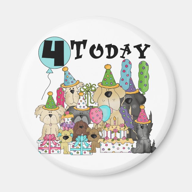 Puppies 4th Birthday Bash Tshirts and Gifts Magnet (Front)