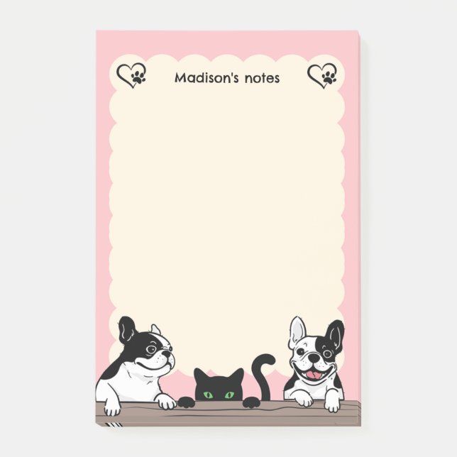 Puppies and Black Cat  Post-it Notes (Front)