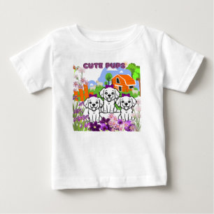 Puppies And Flowers  Baby T-Shirt