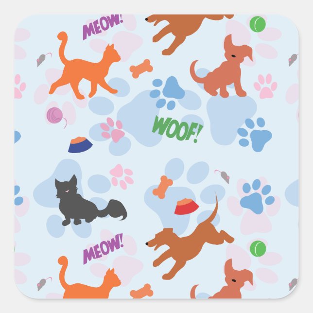 Puppies and Kittens Square Sticker (Front)