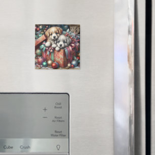 Puppies Christmas Magnet