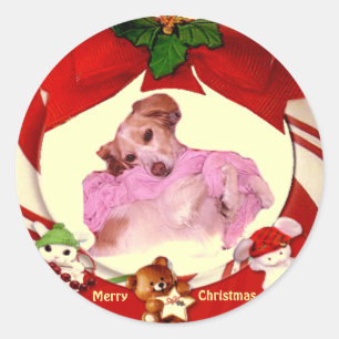 Puppies Christmas Sticker