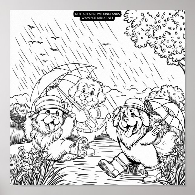 Puppies Dancing in the Rain Poster (Front)