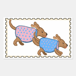 Puppies Fake stamp Rectangular Sticker