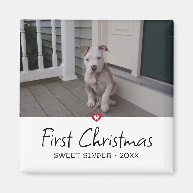 Puppies First Christmas Photo Magnet (Front)