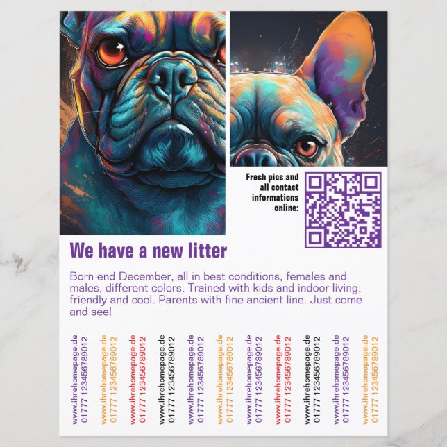 puppies for sale flyer template QR code (Front)