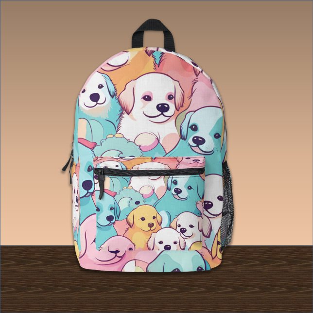 Puppies Galore Pastel Drawn Printed Backpack (Creator Uploaded)