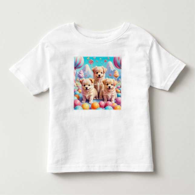 Puppies in Candy Land Toddler T-Shirt (Front)
