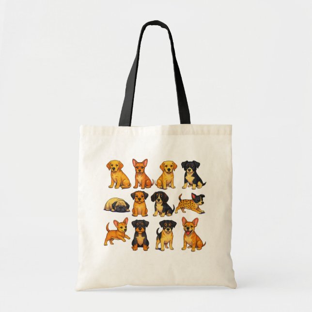 Puppies In Different Poses Tote Bag (Front)