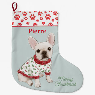 Puppies in Pajamas Dog Large Christmas Stocking