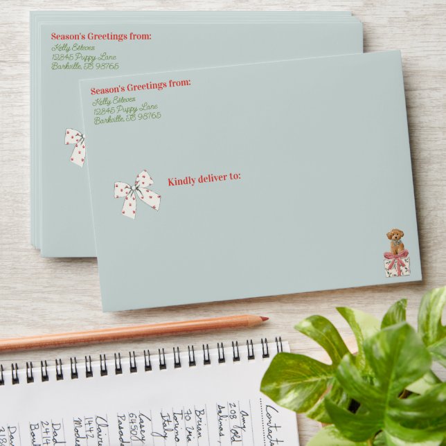 Puppies in Pyjamas Christmas Paw Print Envelope (Stacked)