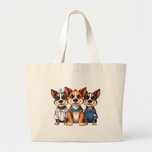 Puppies  large tote bag (Front)