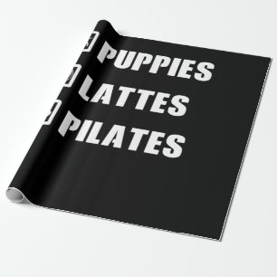Puppies Lattes Pilates Wrapping Paper