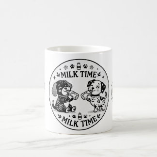 puppies milk time BW coffee mug