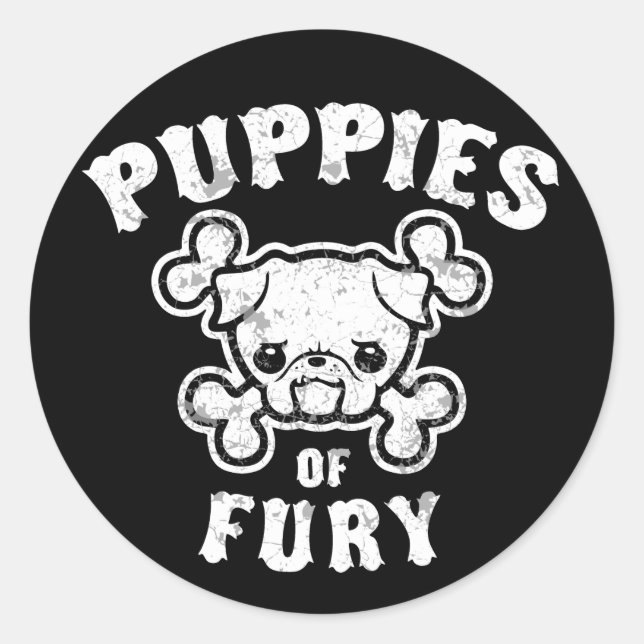 Puppies of Fury Classic Round Sticker (Front)
