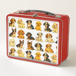 Puppies Pattern Metal Lunchbox