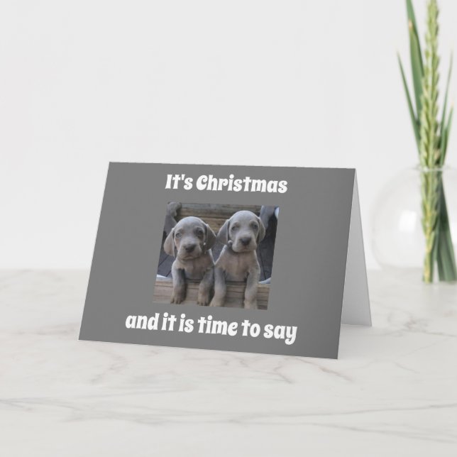 PUPPIES SEND DOUBLE CHRISTMAS WISHES HOLIDAY CARD (Front)