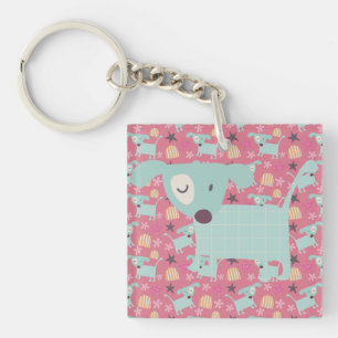 Puppies, Stars, and Flowers Key Ring