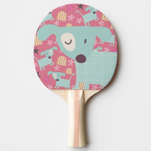 Puppies, Stars, and Flowers Ping Pong Paddle (Front)