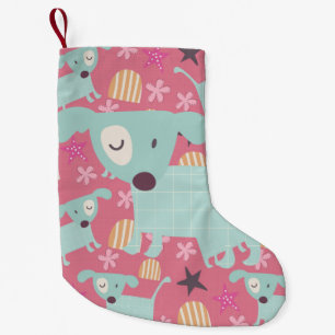 Puppies, Stars, and Flowers Small Christmas Stocking