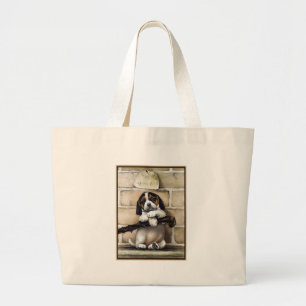 "Puppy, 4 Weeks Old" Large Tote Bag