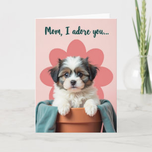 Puppy Adoration Moms Day Card